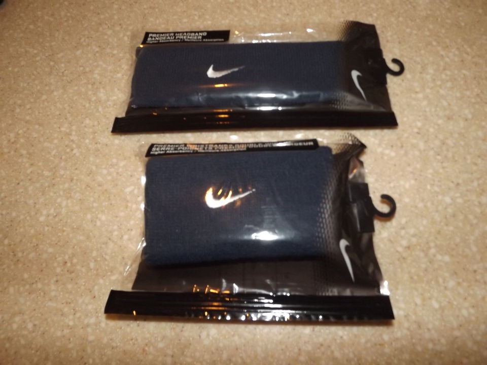 NEW MENS REVERSIBLE NIKE HEADBAND/WRISTBAND SET SWEATBAND NAVY/WHITE 