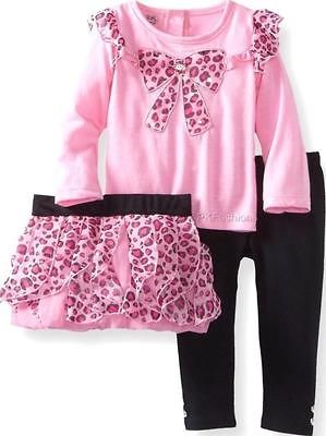 NEW Girls PINK & BLACK CHEETAH Size 6 TuTu Skirt Top Leggings 