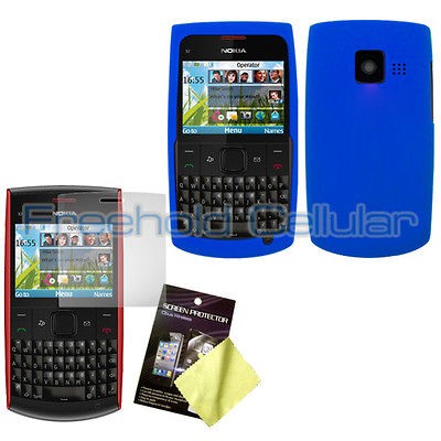 Orange Silicone Soft Skin Cover Case + 2x Films for Nokia X2 / X2 01