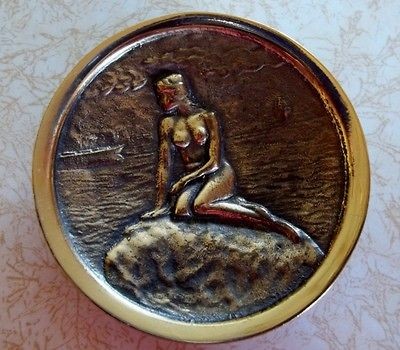Vintage Aedel Malm Denmark Brass Small Tray/Concave Disc  Woman on 
