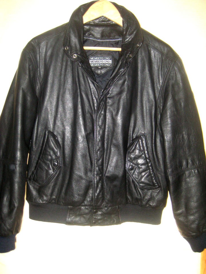 VTG MEMBERS ONLY LOGO BLACK LEATHER EASY RIDER BIKER RIDING JACKET 