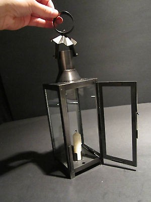 Antique 18th 19th C Style Colonial Tin Lantern Lighting Lamp Candle 