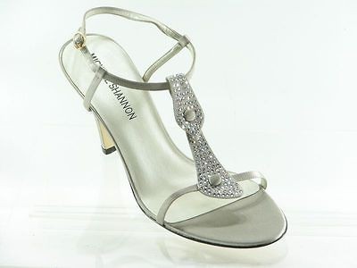 new michael shannon silver crystal sandal heels 10 m