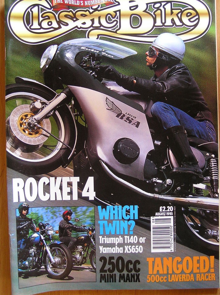 Classic Bike Magazine Aug 1995 BSA Rocket 4,250cc Mini Manx,500cc 