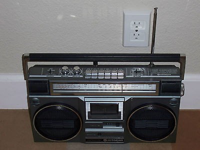 Old School Boombox Hitachi TRK 7040H Tape Deck Portable Radio Big 