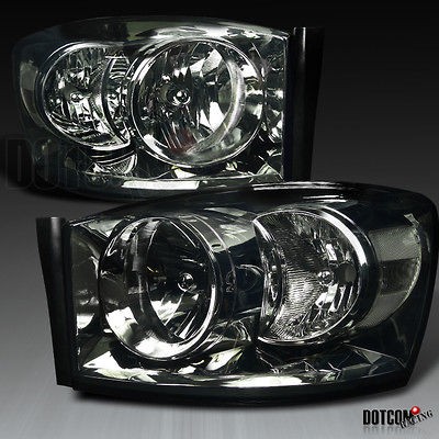  DODGE RAM SMOKE CRYSTAL HEADLIGHTS [W/O AMBER BAR] (Fits 2008 Dodge 