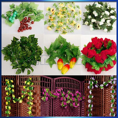 Artificial Hanging Plant Silk Leaf Flower Vine for Wedding Garden 