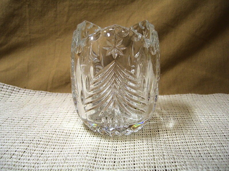 mikasa crystal christmas tree pattern votive candleholder expedited 