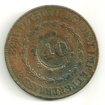 1832 R BRAZIL 80 reis 20 tulips countermarked 40 reis D.Pedro II