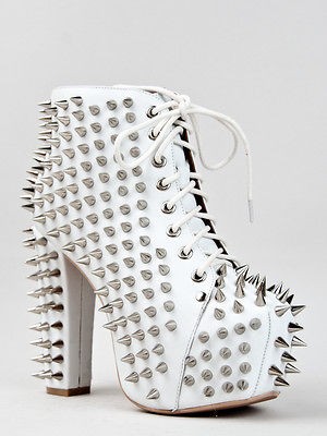 JEFFREY CAMPBELL LITA Spike White Leather Platform HEEL Women sz pump 