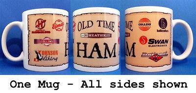 OLD TIME HAM COLLINS HEATHKIT SWAN EIMAC HAM RADIO COFFEE MUG NEW 