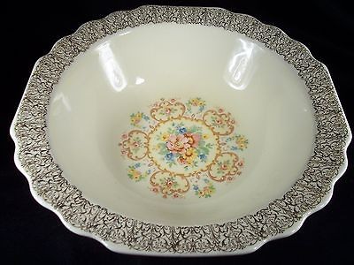 GEORGE LIDO CANARYTONE FLORAL CHINA 22K GOLD TRIM, VEGETABLE BOWL 