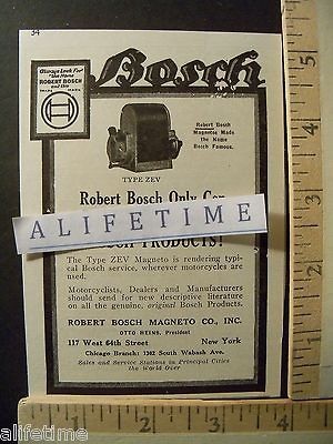 1924 Paper Ad Robert Bosch Magneto Co Otto Heins President Type ZEV 