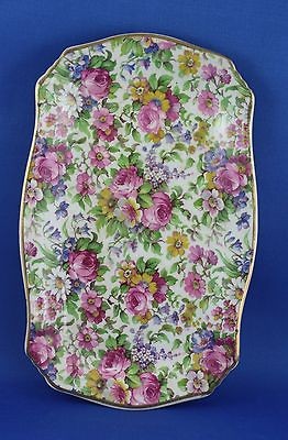   Royal Winton Grimwades Ivory Summertime Chintz 8 Inch Long Platter