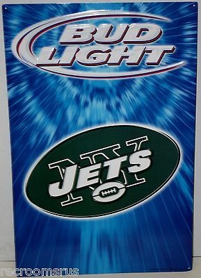 bud light beer new york jets nfl football metal sign