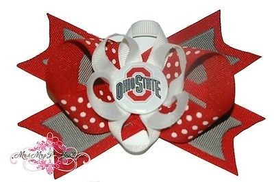 ohio state buckeyes hair bow on alligator clip ncaa