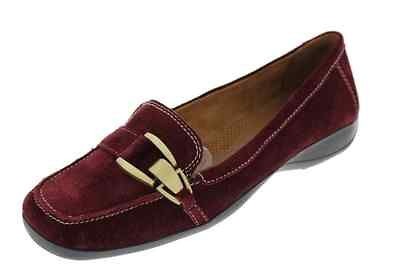 Naturalizer NEW Cities Red Suede Belted Heels Slip On Loafers Shoes 5 