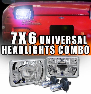   H6052/H6054 Chrome Housing Projector Headlights+H4 10000K Xenon HID 15