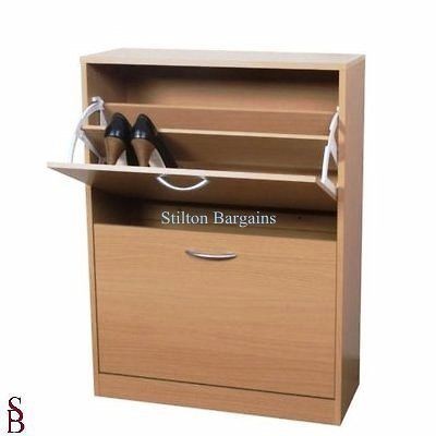 oslo 2 tier beech effect shoe cabinet 16 shoe capacity  52 