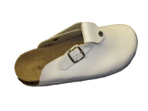 Mens/ Unisex White Leather Flat / Clog / Loafer / Shoe Sandals 