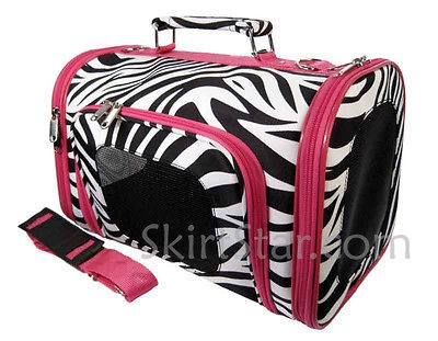 DOG CARRIER bag CAT ZEBRA pink pet TRAVEL puppy LARGE beagle 