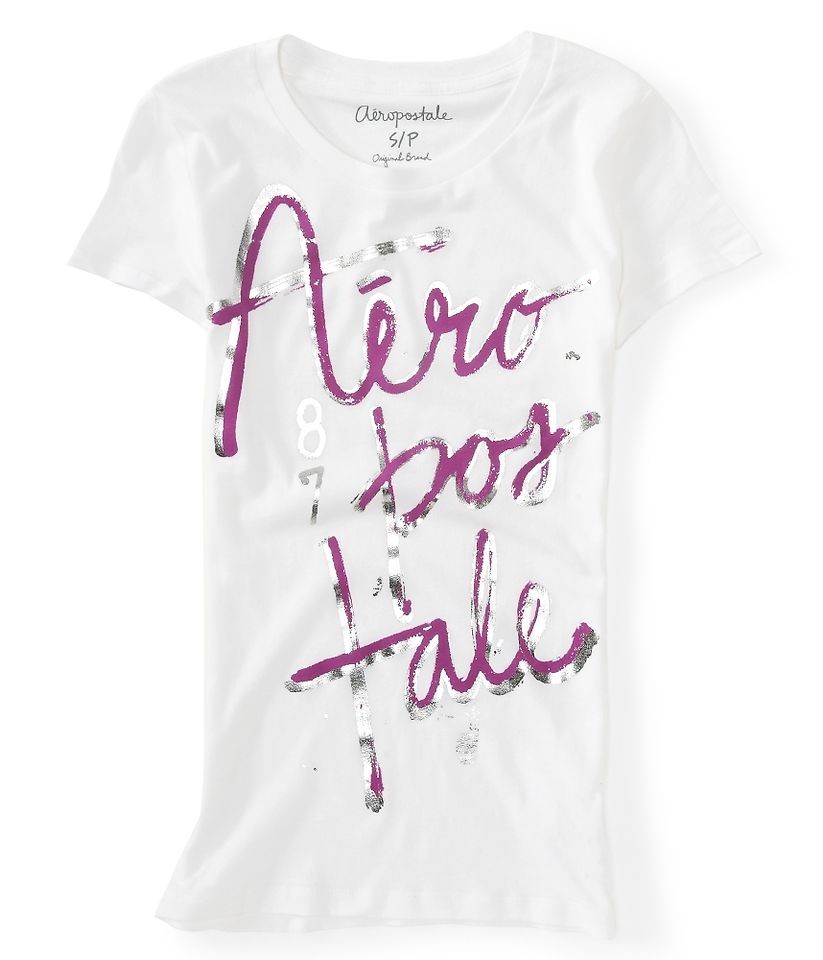 aeropostale womens aero shimmer logo graphic t shirt