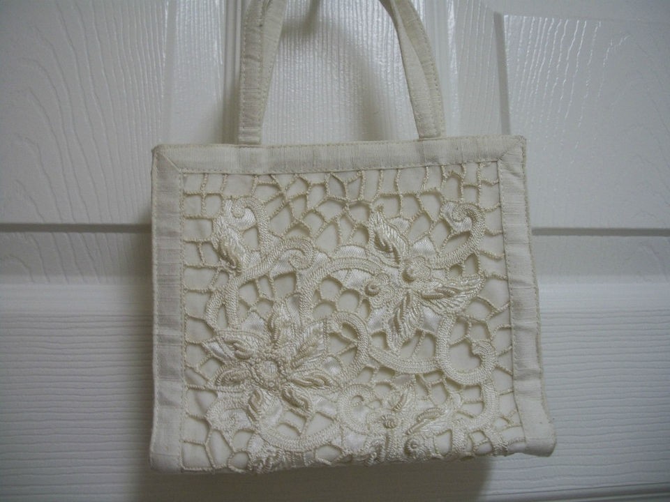   CHARLES LONDON IVORY BATTENBURG LACE BRIDAL EVENING HAND BAG PURSE