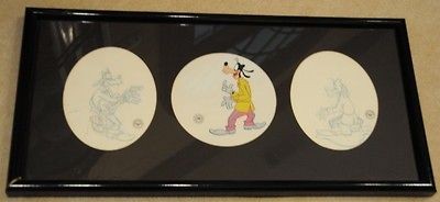 Disney Goofy w/ Guitar Original Production Cell & 2 Original Animation 