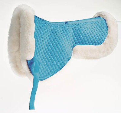 roma sheepskin half pad with full rolled edges blue time