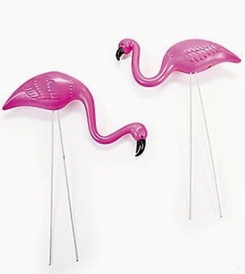 newly listed 2 mini pink flamingo birds yard ornament novelty