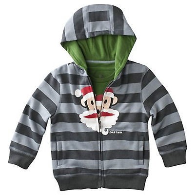 PAUL FRANK Boys HOODIE T SHIRT Set Julius Monkey Santa Christmas 