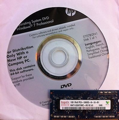 hp windows 7 professional 64 bit dvd pc laptop 1gb