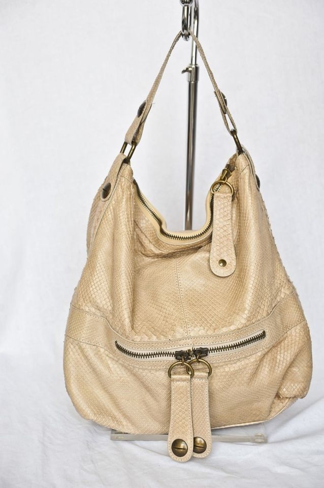 GERARD DAREL Beige ST. GERMAIN Large *SNAKESKIN*Sho​ulder Bag Purse 