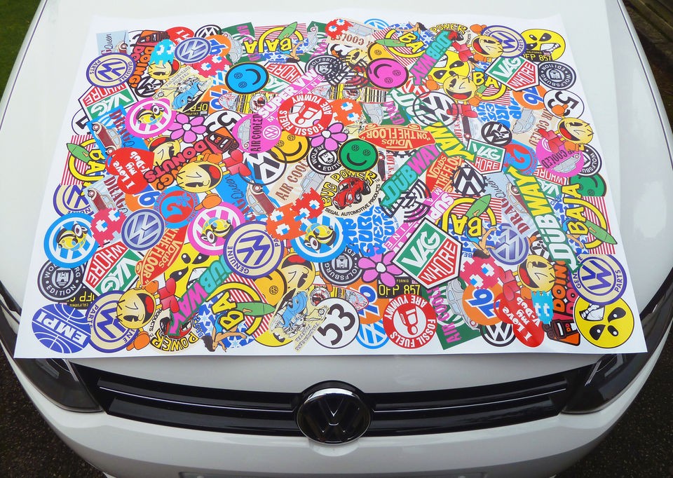 VW STICKER BOMBING MASSIVE SHEET 1000mm x 700mm SPLIT CAMPER GOLF POLO 