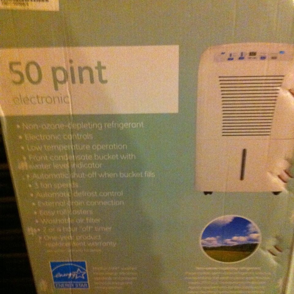 NIB GE 50 Pint Dehumidifier ADEH50LP auto portable 120v wet carpets 