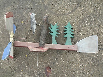 Primitive Folk Art Whirligig   Woodpecker Pin​e Trees