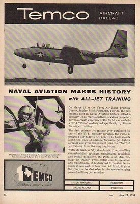 1959 us navy tt 1 pinto saufley field pensacola fl ad  8 42 