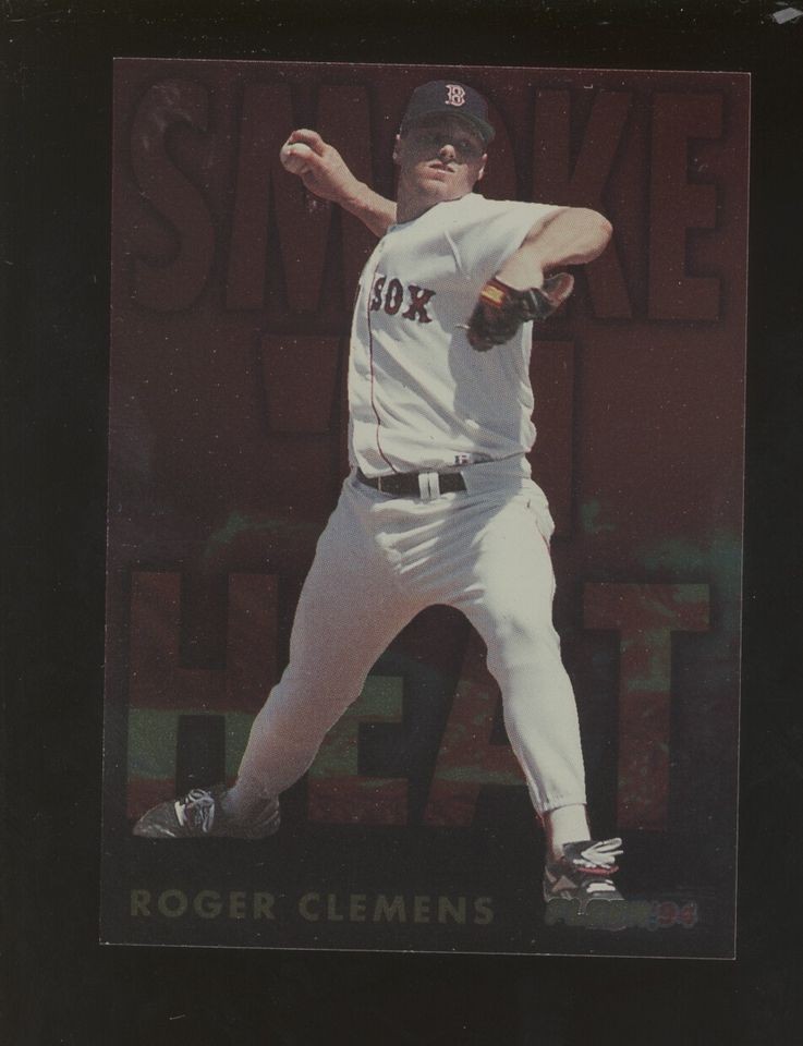 b13931 1994 fleer smoke n heat 1 roger clemens red sox