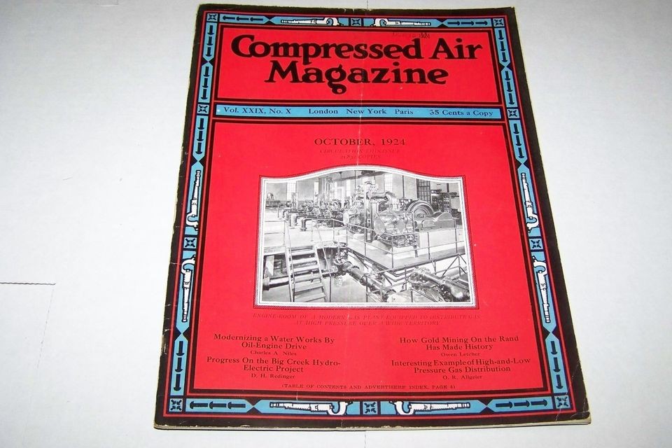 OCT 1924 COMPRESSED AIR vintage industrial magazine ENGINE ROOM