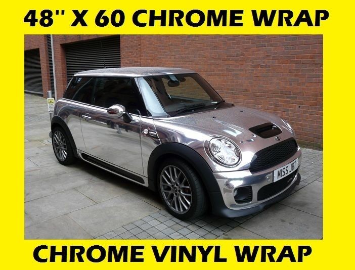 48 x 60 DIY Chrome Silver Vinyl Hood Roof 20 sq Foot Kit For MINI