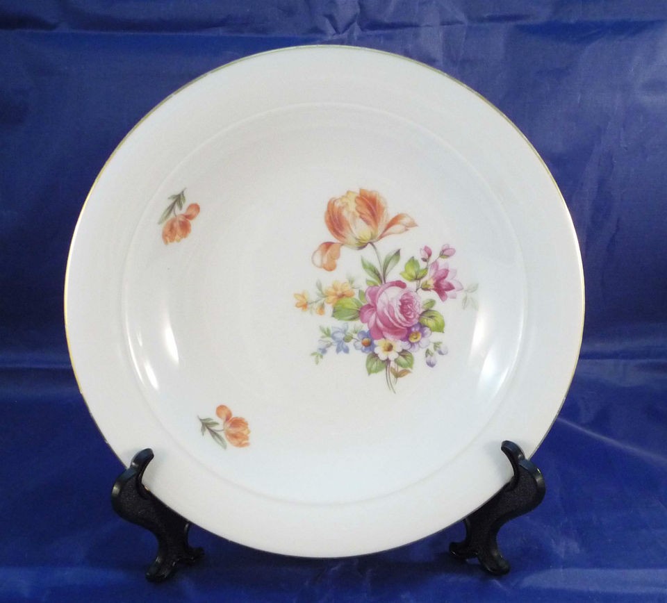   Rimmed Soup Salad Bowl German Democratic Republic Pink Blue Floral