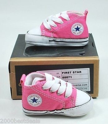 CONVERSE CRIB PINK WHITE MY FIRST ALL STAR CHUCKS BABY BOTTIES SOFT 