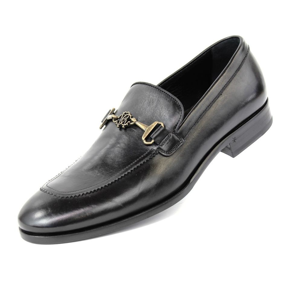 Roberto Cavalli Mens Black Dress Shoe Leather 6448 Vitellino Nero 