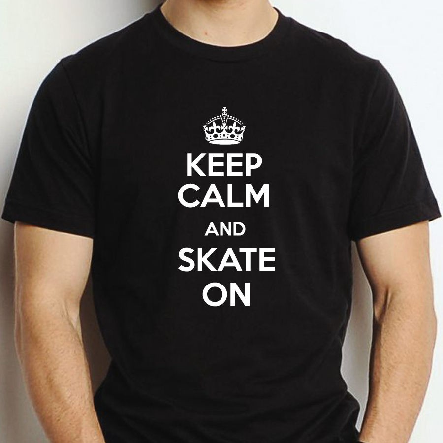 KEEP CALM & SKATE ON ICE SKATING ROLLER SKATING BLADE MENS LADIES T 