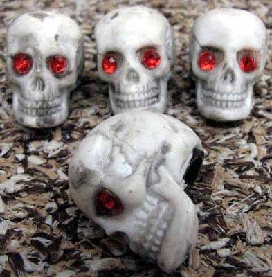 skull valve stem caps with red gem eyes # e