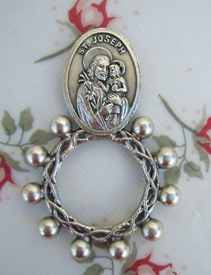 catholic metal finger ring rosary st joseph jesus time left