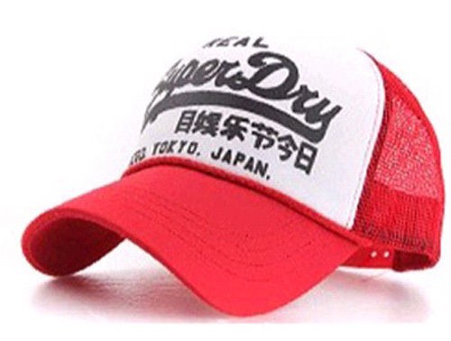   MENS WOMENS SUPER DRY MESH BASEBALL CAPS TRUCKER BALLCAP HATS RED