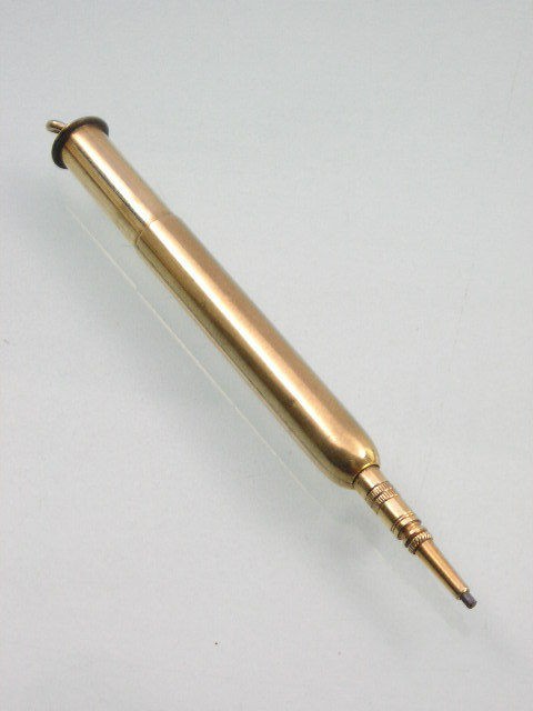 ANTIQUE MORDAN & CO GOLD TELESCOPIC PROPELLING PENCIL INITIALED BRK