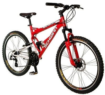 Schwinn 26 inch Mens Protocol 1.0 Dual Suspension 24 Speed Bike Red 