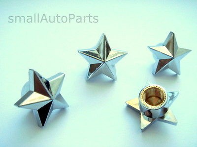 Custom Chrome Star Tire/Wheel Stem Air Valve CAPS kit set (Fits 